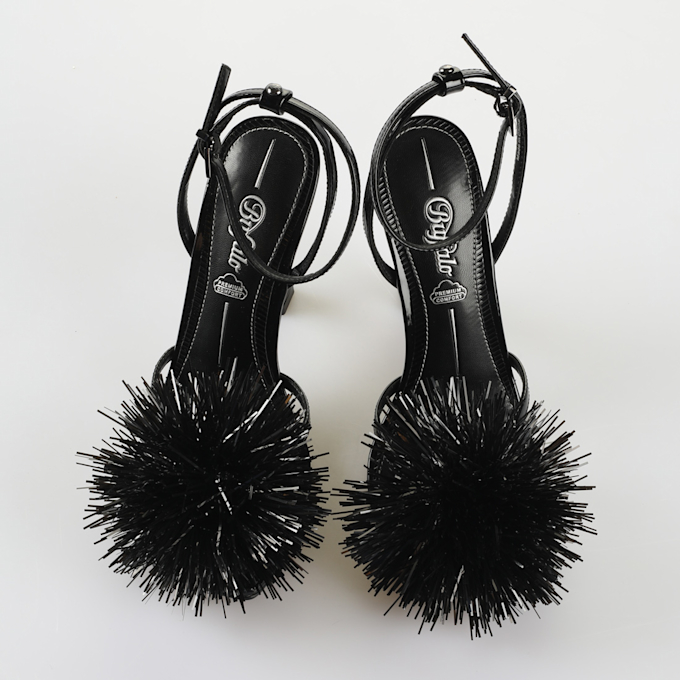 Buffalo FAIRY FLUFF - VEGAN PATENT - SILVER black 64412 2