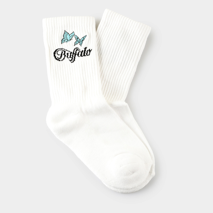 Buffalo Butterfly Embroidery Calcetines blanco 64431 1