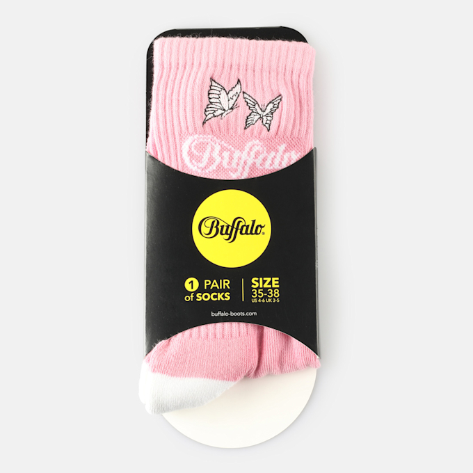 Buffalo Butterfly Embriodery Calcetines rosa 64432 2