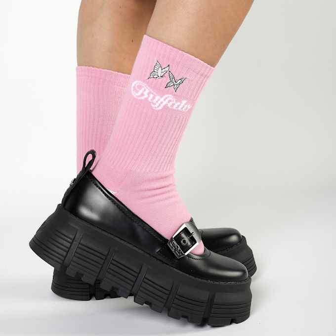 Buffalo Butterfly Embroidery Socks rosa 64432 4