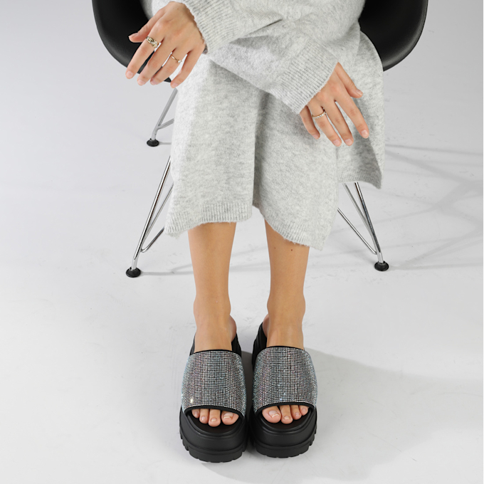 Buffalo Aspha Slide Glam black 64652 2