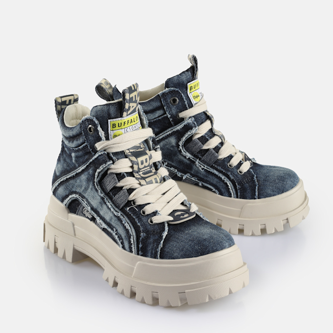 Buffalo ASPHA NC MID - VEGAN NUBUCK - KHAKI blue 91645 3