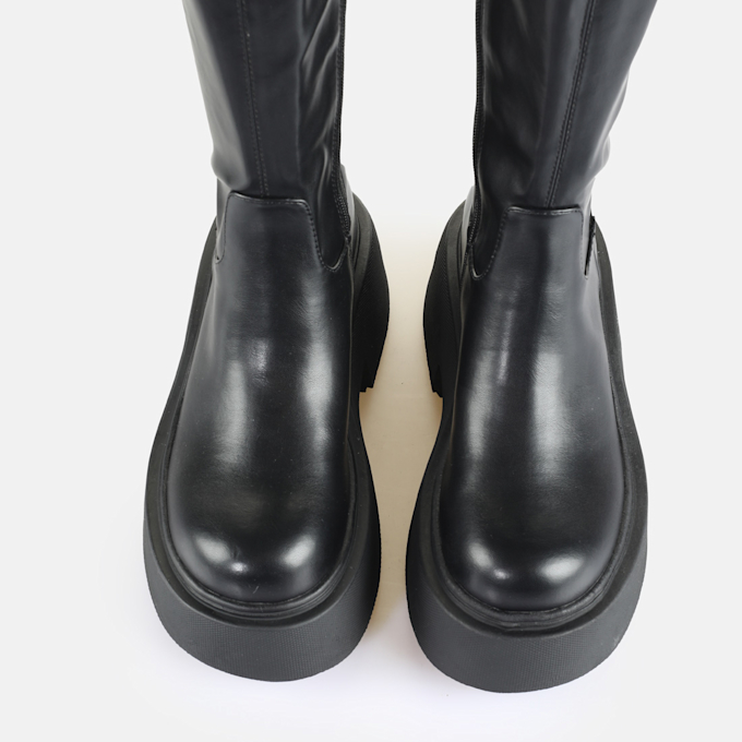 Buffalo Vicious Stretch Overknee schwarz 64937 2