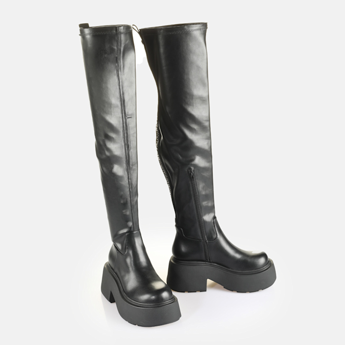Buffalo Vicious Stretch Overknee schwarz 64937 3
