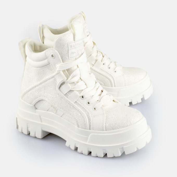 BUFFALO ASPHA NC MID LACEUP - Stivali Donna, Neri, Tacco Piatto, Materiale Sintetico (39 EU)