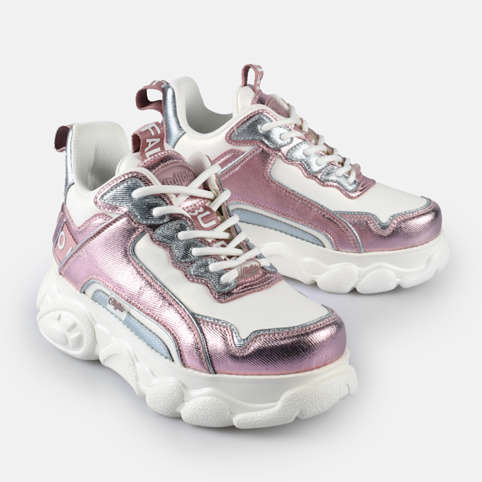 Buffalo CLD CHAI  - VEGAN NUBUCK/NAPPA - KHAKI/BLACK light pink 65451 3