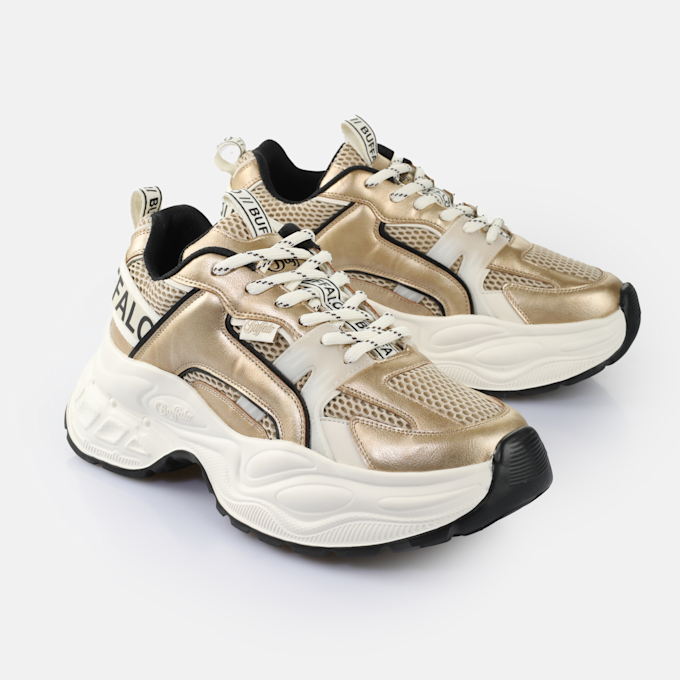 Buffalo YUNO - VEGAN NAPPA/MESH - CREAM/SILVER/PEWTER beige 65455 3
