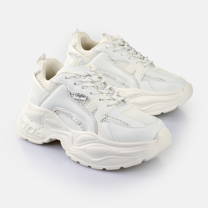 Buffalo YUNO - VEGAN NAPPA/MESH - CREAM/SILVER/PEWTER blanc 65460 3