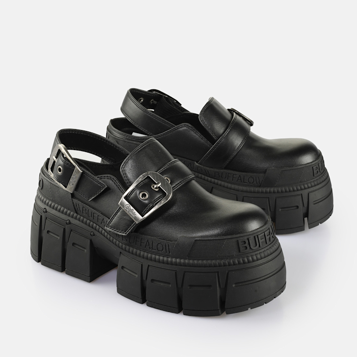 Buffalo Gospher Clog 厚底 ブラック Buy Buffalo Gospher Clog SND in black in the BUFFALO® Shop