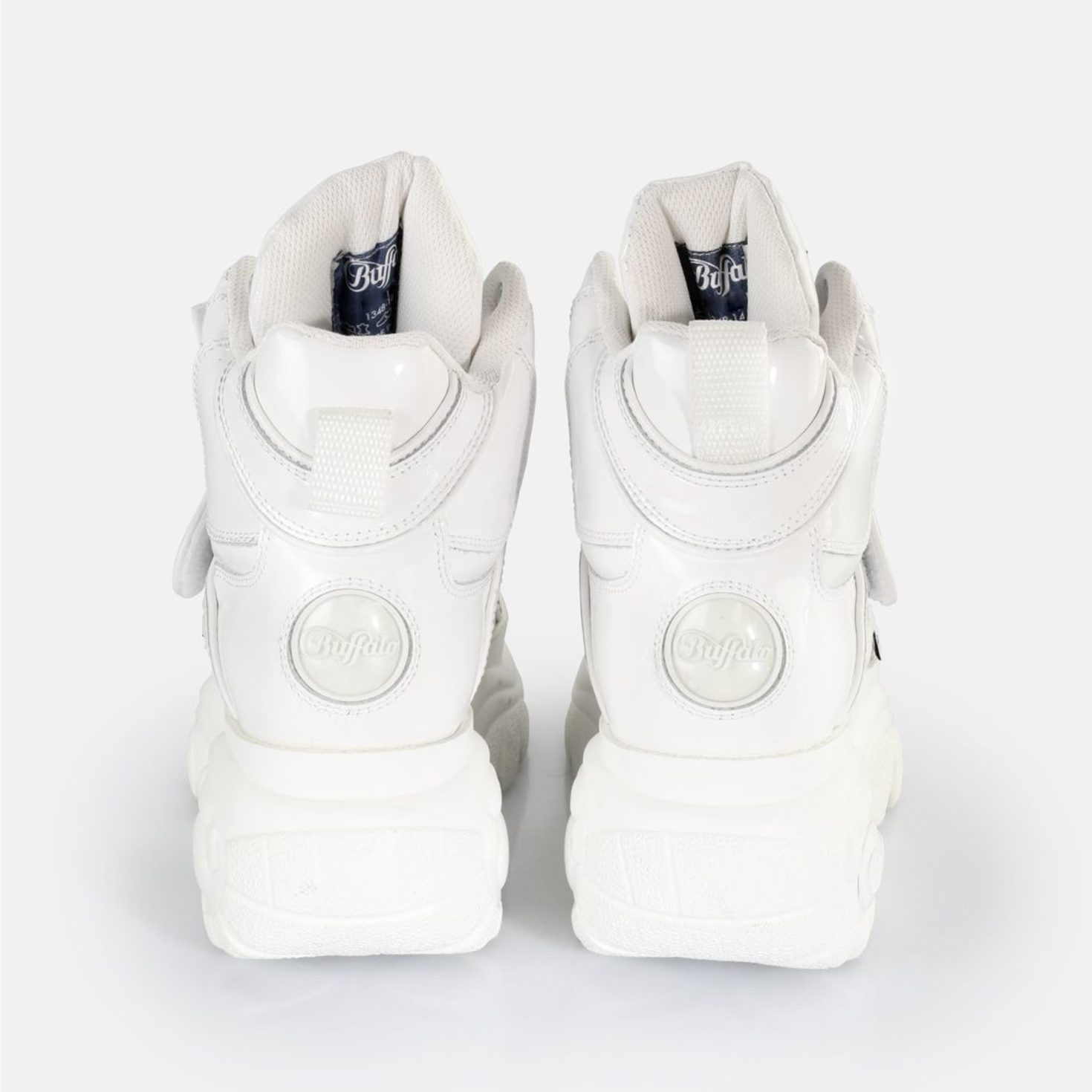 Buffalo LONDON* ロゴ キャンバス チャンキーブーツ ホワイト Buffalo 1340-14 2.0 White For Women | Lace up Platform Boots