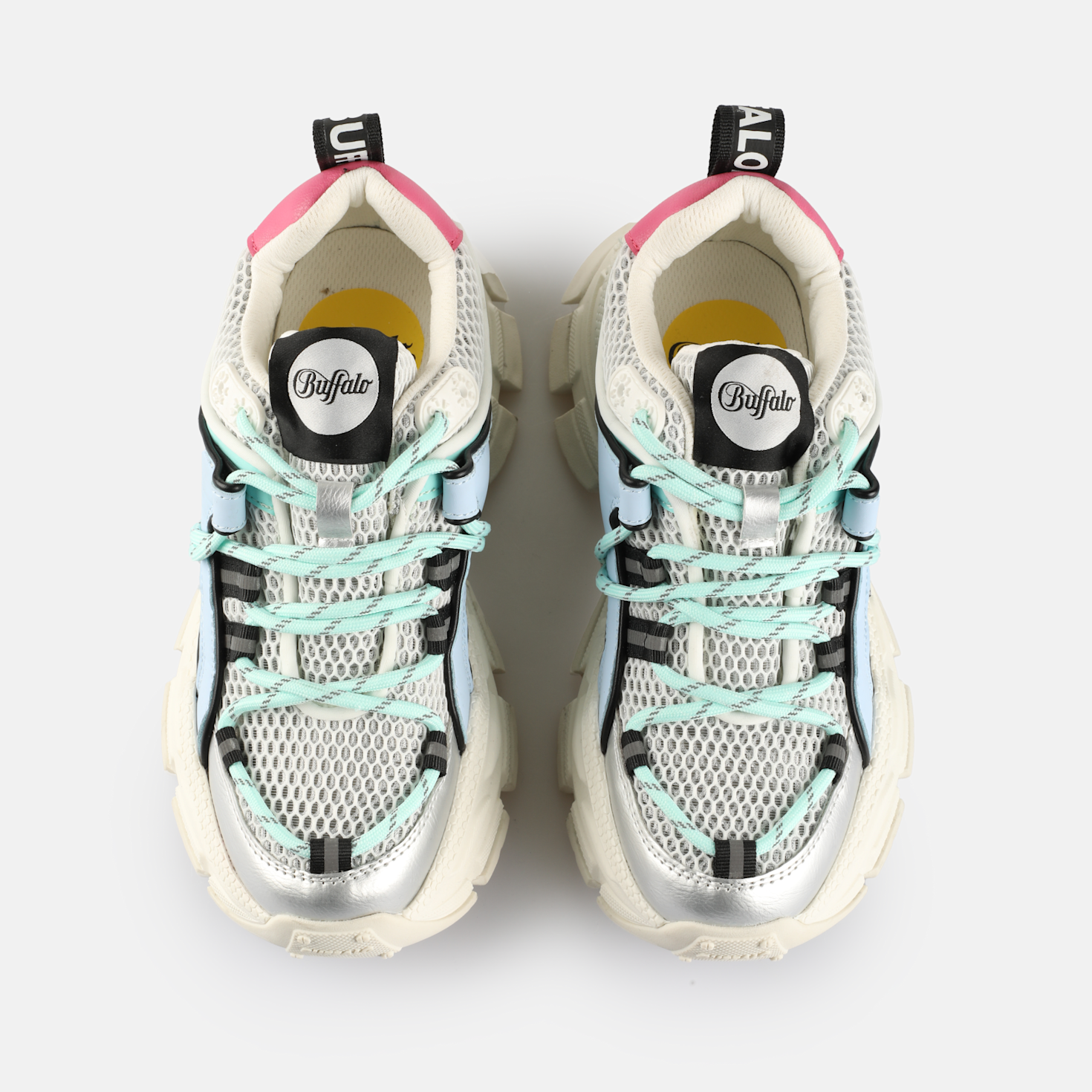 ★ BUFFALO ★ シューズ Buffalo 1339-14 2.0 Calf Skin Rainbow Womens Sneakers White