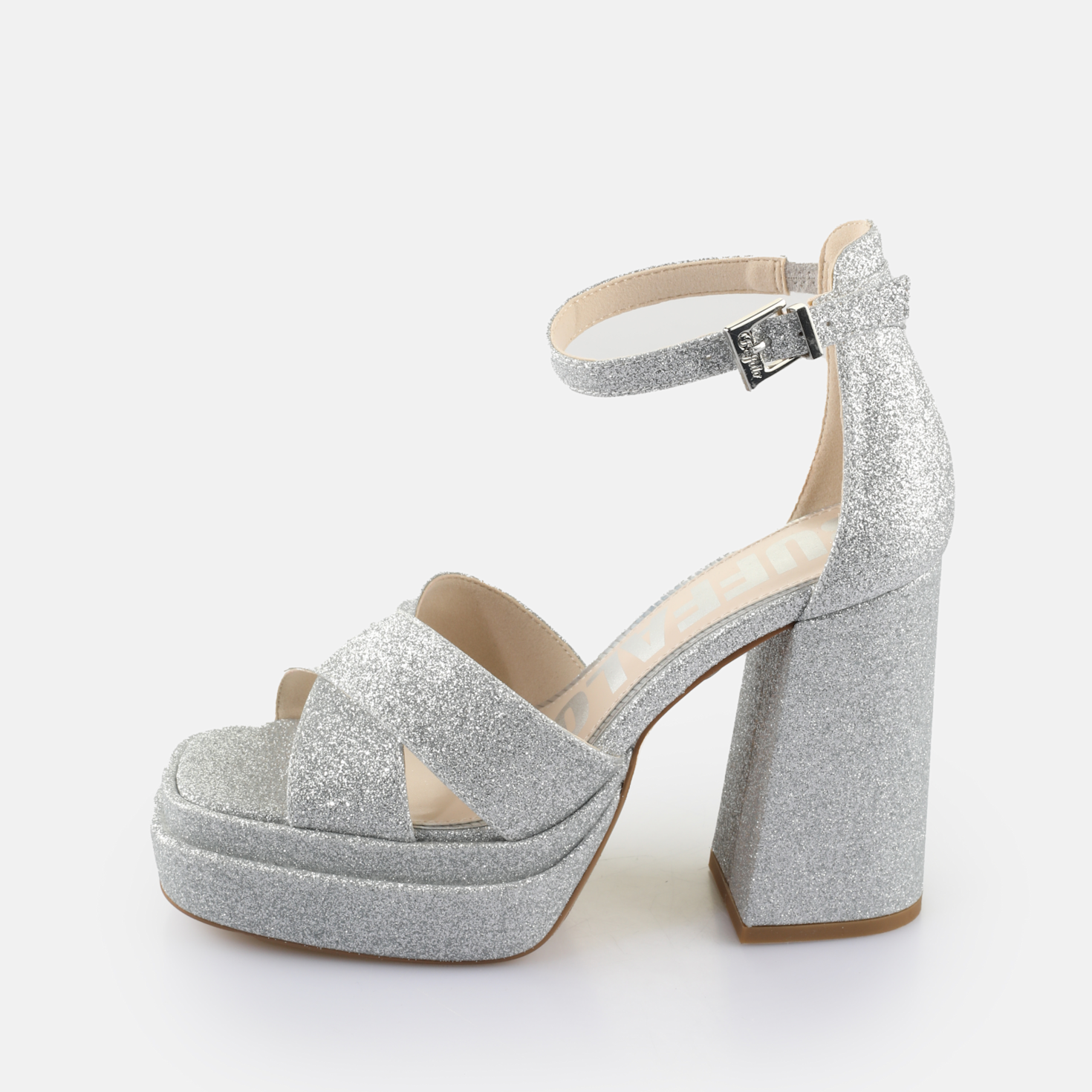 靴 MEDI ASYMMETRY CROSS SANDAL COMPASS WAVE High-Heel Bumper Sandals In Silver – SMFK Official