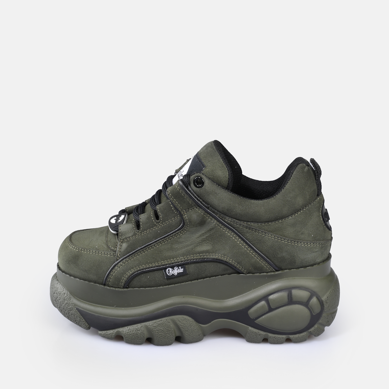 Buffalo Classic Buffalo Black Leather Chunky Platform Trainers Buy