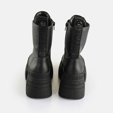 Bottines Vegan Buffalo Gospher Noir Pour Femme - Talon 7.8 Cm, Zip, Neuves Avec Emballage