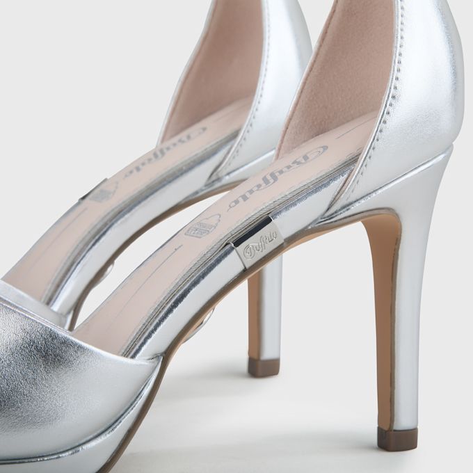 Buffalo Ronja Sandales à talon vegan, beige argent 62520 8