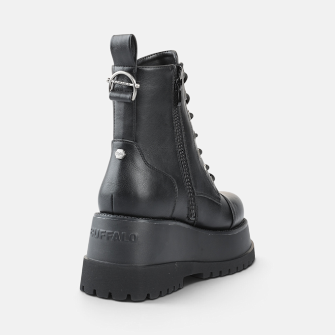 Buffalo Stack Lace Up MID black 104560 3