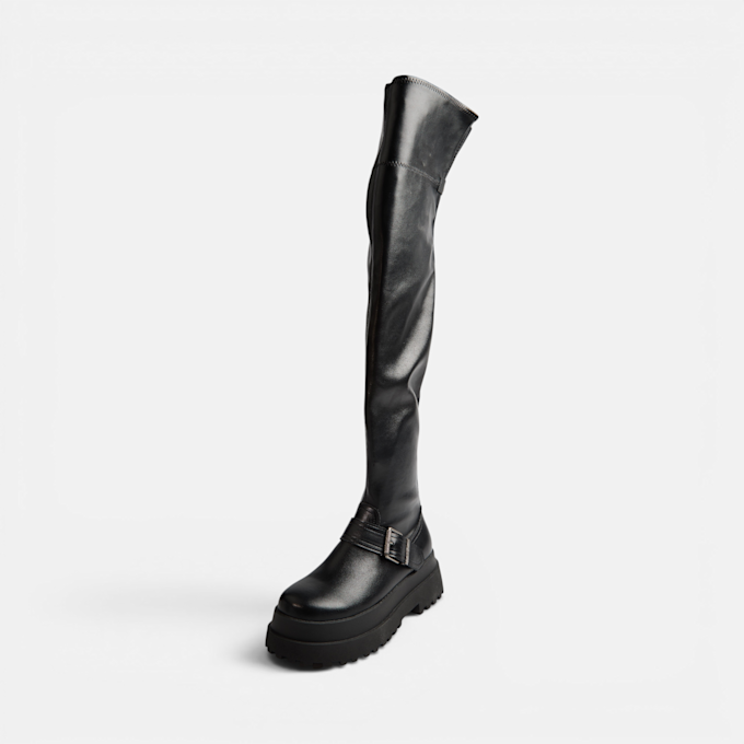 Buffalo PLUTO BIKER OVERKNEE - VEGAN NAPPA Schwarz 104649 2