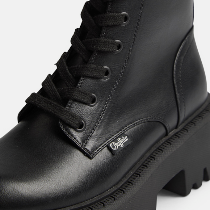 Buffalo ASPEN LACE UP MID - VEGAN NAPPA negro 104717 4