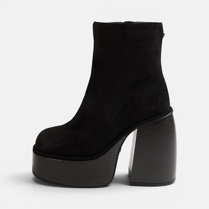 Buffalo HEART BOOTIE STACK - VEGAN SUEDE Schwarz 104863 1