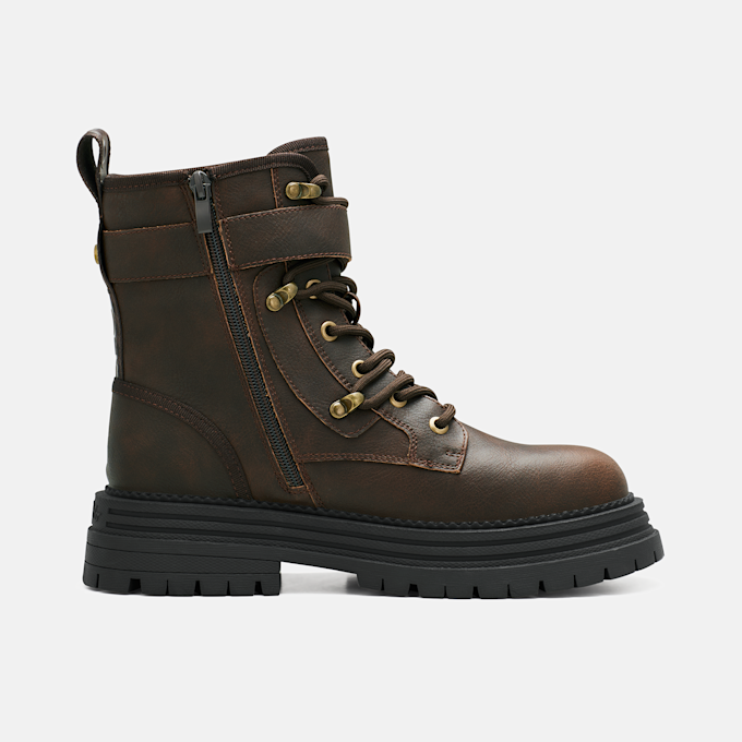 Buffalo LENNOX LACE UP BIKER MID - VEGAN NUBUCK brown 104900 2