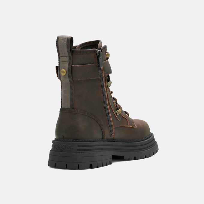 Buffalo LENNOX LACE UP BIKER MID - VEGAN NUBUCK braun 104900 4