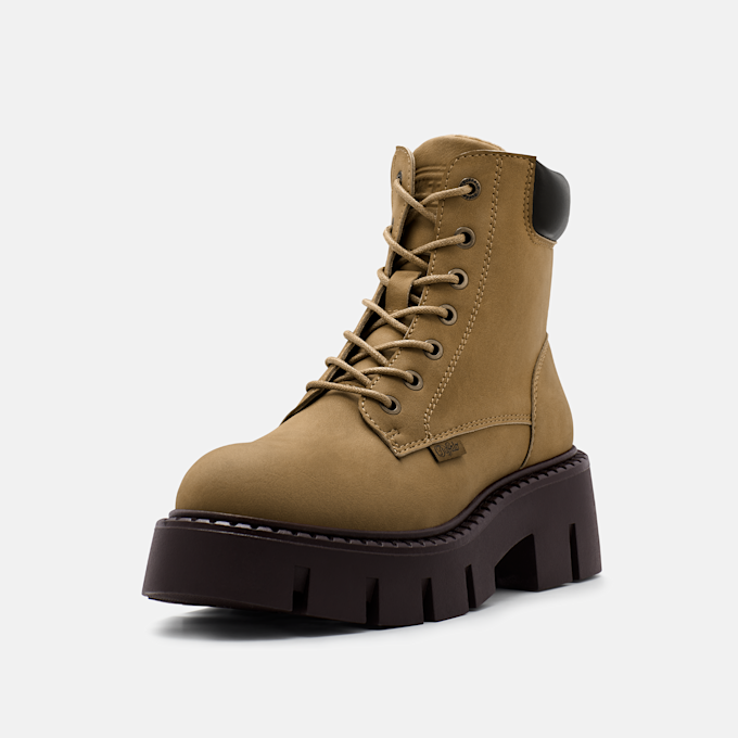 Buffalo ZELIA LACE UP WORK - VEGAN NUBUCK brown 105968 2