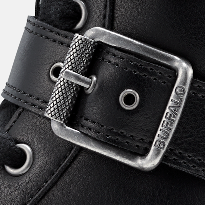 Buffalo ZARTO BOOT BUCKLE MID - VEGAN NAPPA Schwarz 105983 5