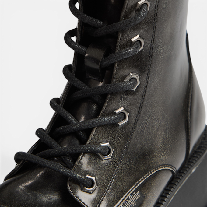 Buffalo STACK LACE UP MID - VEGAN NAPPA Grigio 104565 4