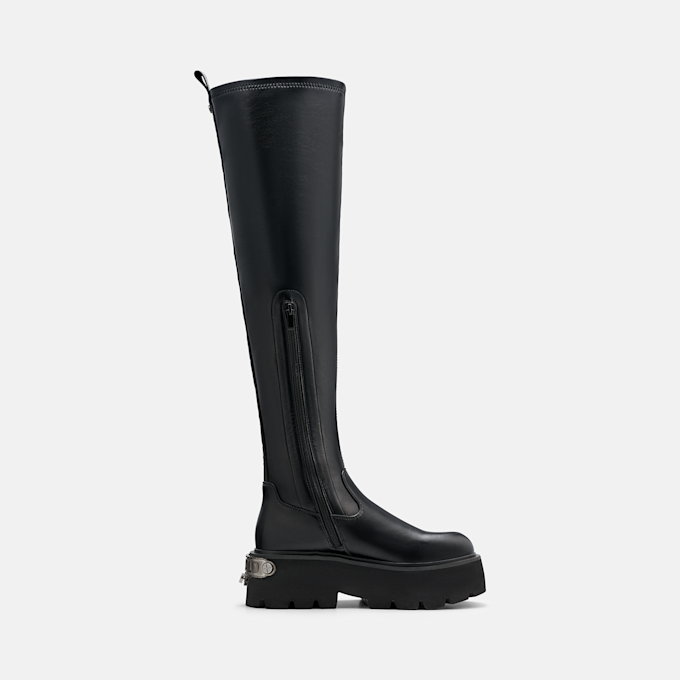 Buffalo BRAKE OVERKNEE - VEGAN NAPPA noir 104586 2