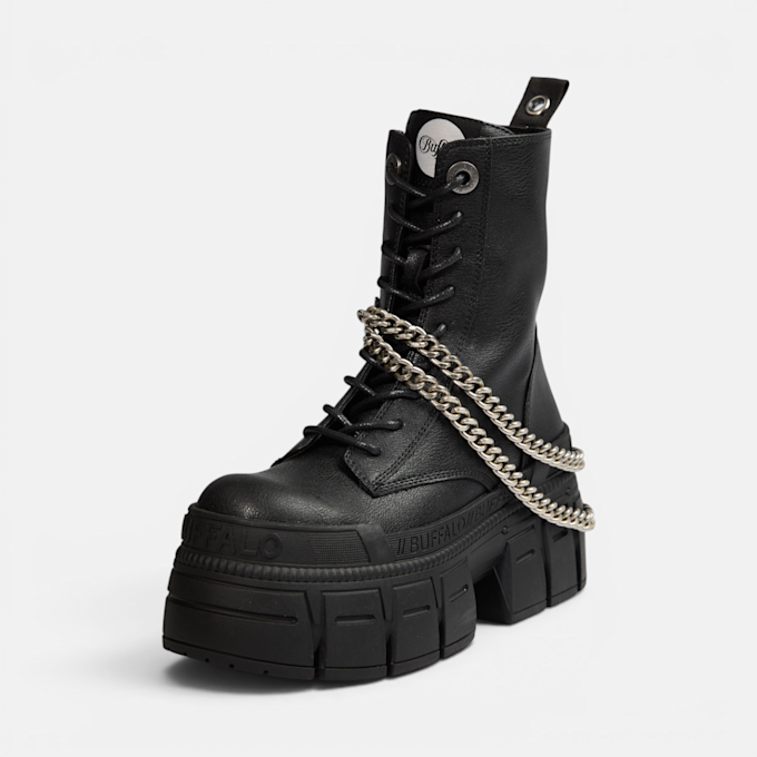 Buffalo GOSPHER LACE UP MID CHAIN - VEGAN NAPPA schwarz 104589 1