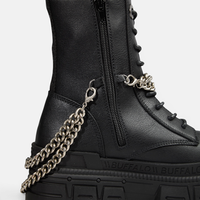 Buffalo GOSPHER LACE UP MID CHAIN - VEGAN NAPPA negro 104589 4