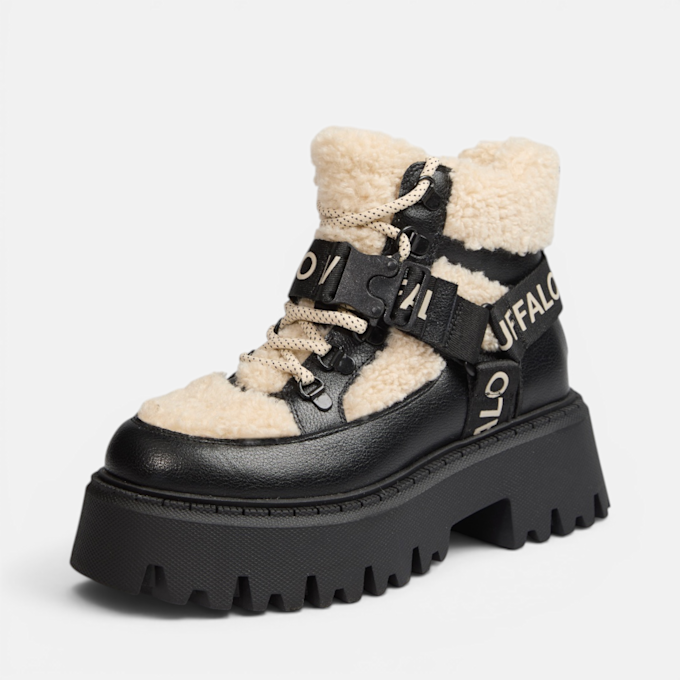 Buffalo ASPEN COM MID WARM - VEGAN NUBUCK/FUR beige 104711 2