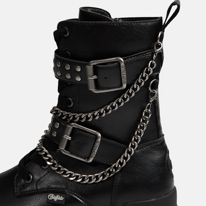 Buffalo ASPHA LACE UP BIKER - VEGAN NAPPA negro 104840 4