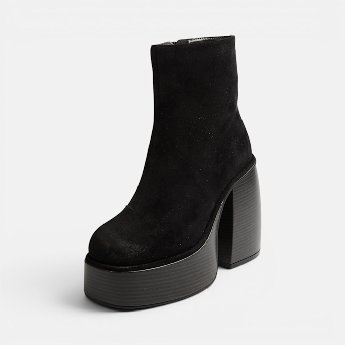 Buffalo HEART BOOTIE STACK - VEGAN SUEDE Schwarz 104863 2