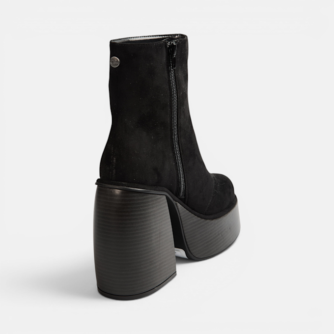 Buffalo HEART BOOTIE STACK - VEGAN SUEDE Schwarz 104863 3