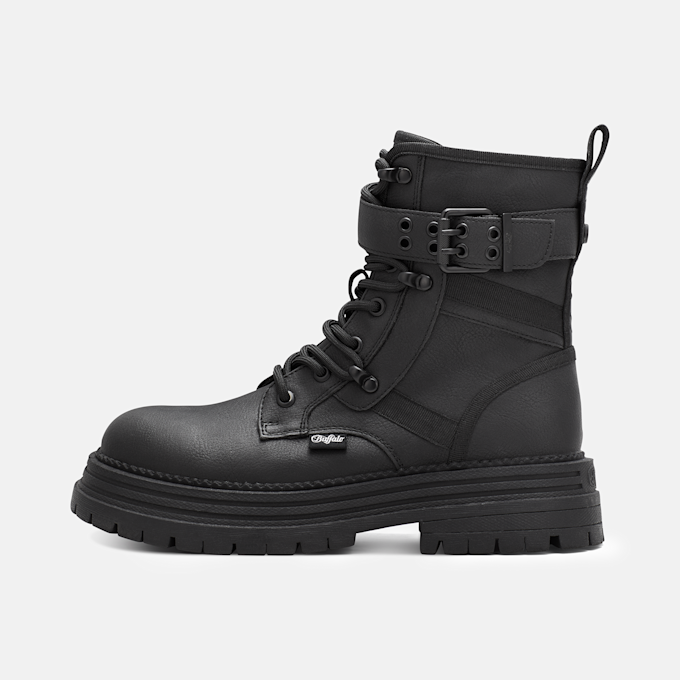 Buffalo LENNOX LACE UP BIKER MID - VEGAN NUBUCK black 104897 1