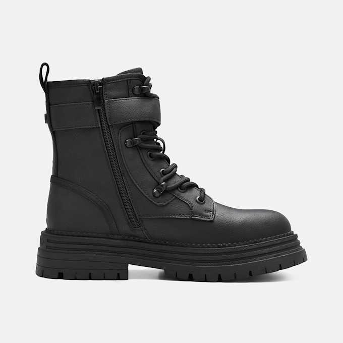 Buffalo LENNOX LACE UP BIKER MID - VEGAN NUBUCK black 104897 2