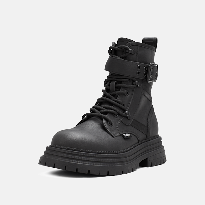 Buffalo LENNOX LACE UP BIKER MID - VEGAN NUBUCK black 104897 3