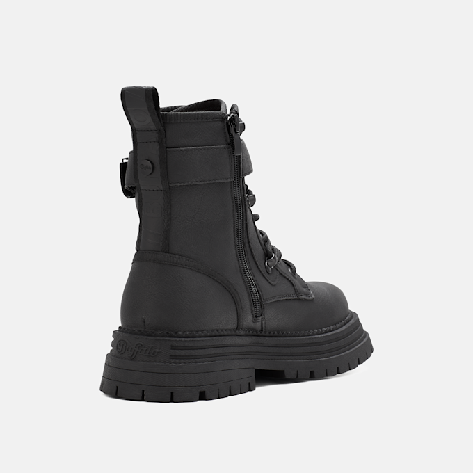Buffalo LENNOX LACE UP BIKER MID - VEGAN NUBUCK black 104897 4