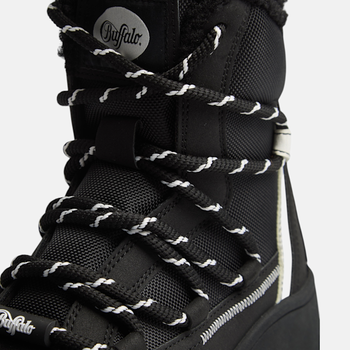 Buffalo ARIYA LACE UP WARM HI - VEGAN NUBUK/NYLON Schwarz 104914 4