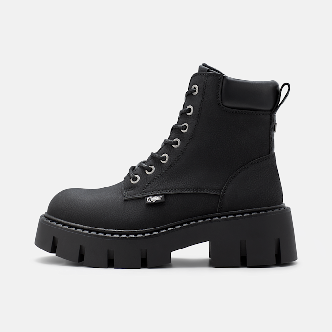 Buffalo ZELIA LACE UP WORK - VEGAN NUBUCK black 105966 1