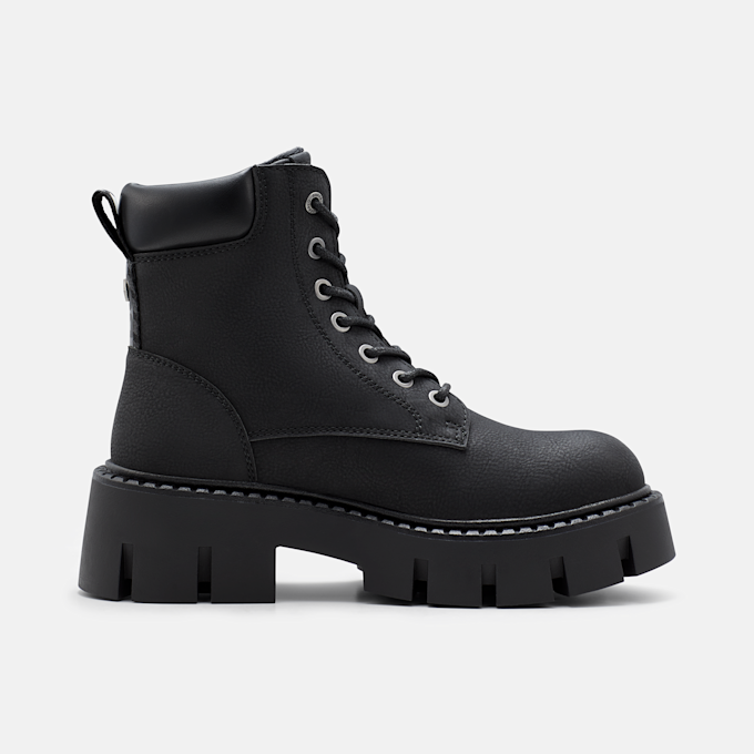 Buffalo ZELIA LACE UP WORK - VEGAN NUBUCK Nero 105966 3