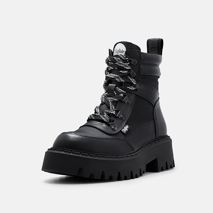 Buffalo ZANE COM BOOT MID - VEGAN NAPPA/NYLON Schwarz 105975 2