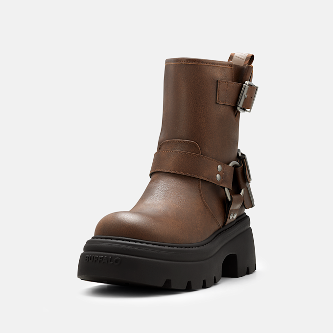 Buffalo ZAVEN BOOTIE BIKER - VEGAN NAPPA brun 106097 2