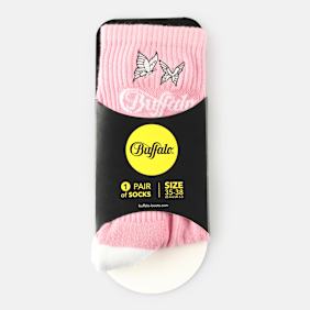 Buffalo Butterfly Embroidery Calzini rosa