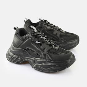 Buffalo YUNO - VEGAN NAPPA/MESH - CREAM/SILVER/PEWTER schwarz