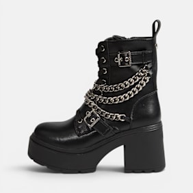 Buffalo MILA LACE UP CHAIN MID - VEGAN NAPPA Schwarz