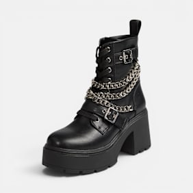 Buffalo MILA LACE UP CHAIN MID - VEGAN NAPPA Schwarz