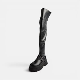 Buffalo PLUTO BIKER OVERKNEE - VEGAN NAPPA black