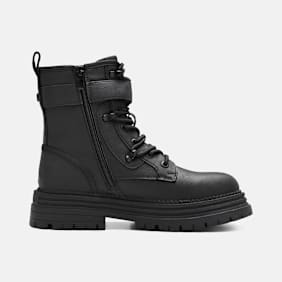 Buffalo LENNOX LACE UP BIKER MID - VEGAN NUBUCK black